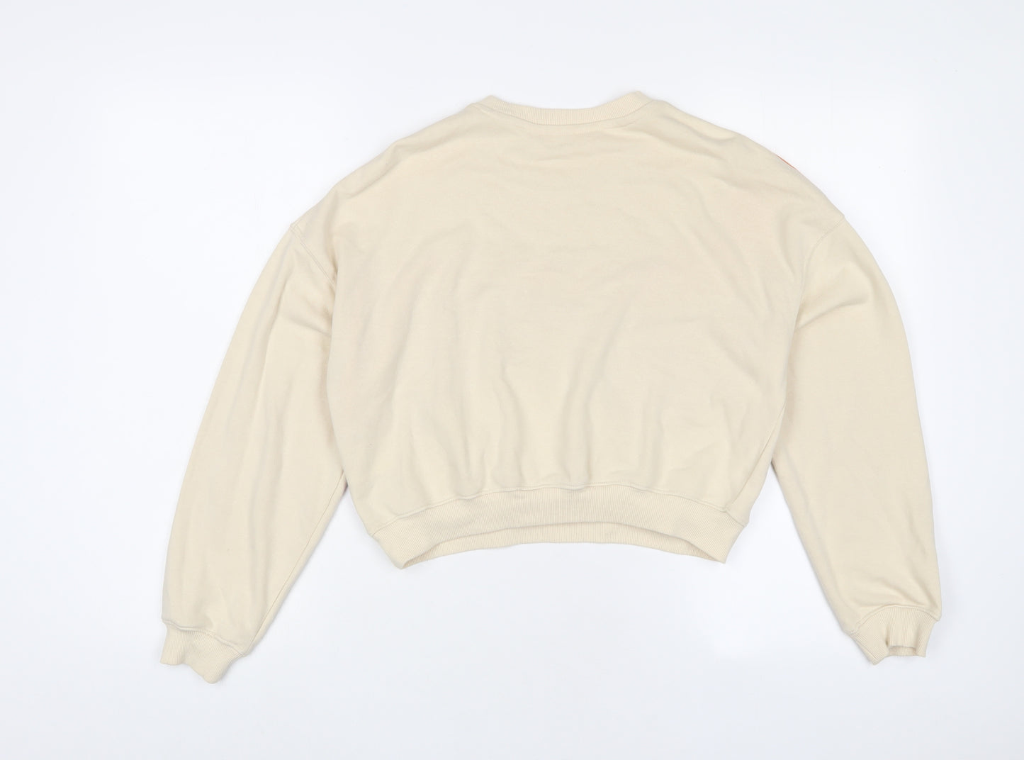 H&M Girls Beige Geometric Cotton Pullover Sweatshirt Size 10-11 Years Pullover - 10-12 Years