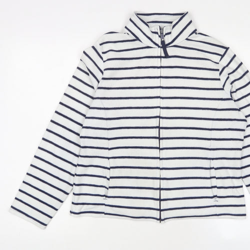Marks and Spencer Womens White Striped Jacket Size 14 Zip