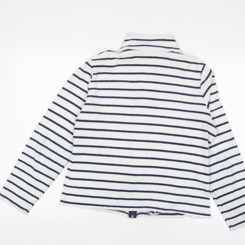 Marks and Spencer Womens White Striped Jacket Size 14 Zip