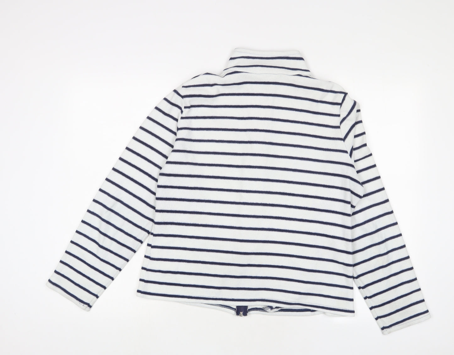 Marks and Spencer Womens White Striped Jacket Size 14 Zip