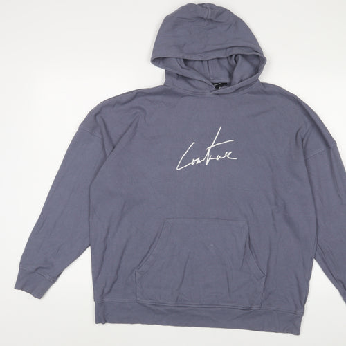 Coulture Womens Blue Cotton Pullover Hoodie Size S Pullover - Embroidered, Logo
