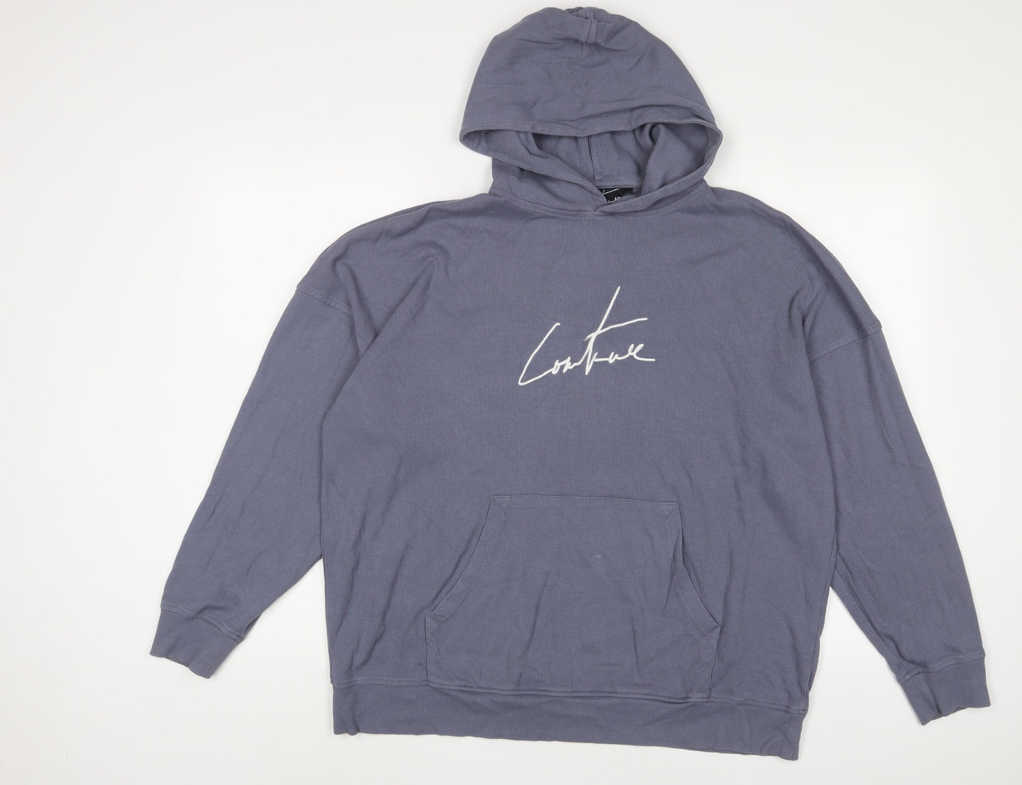 Coulture Womens Blue Cotton Pullover Hoodie Size S Pullover - Embroidered, Logo