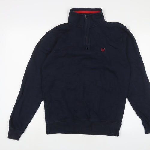 Crew Clothing Mens Blue Cotton Pullover Sweatshirt Size XS - 1/4 zip, Logo