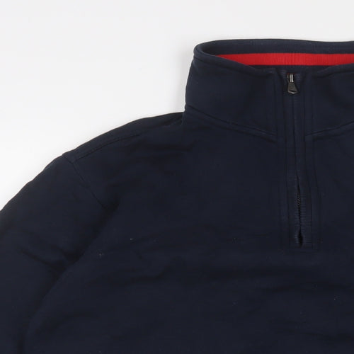 Crew Clothing Mens Blue Cotton Pullover Sweatshirt Size XS - 1/4 zip, Logo