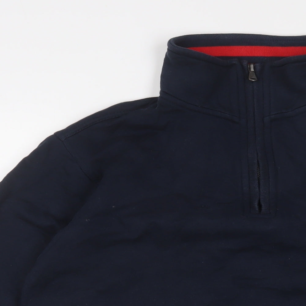 Crew Clothing Mens Blue Cotton Pullover Sweatshirt Size XS - 1/4 zip, Logo