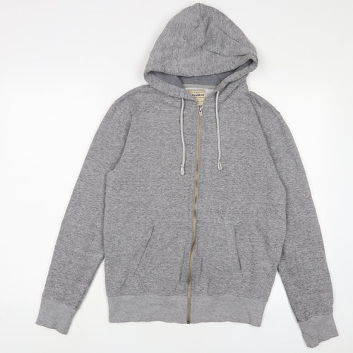 Pull&Bear Mens Grey Cotton Full Zip Hoodie Size S