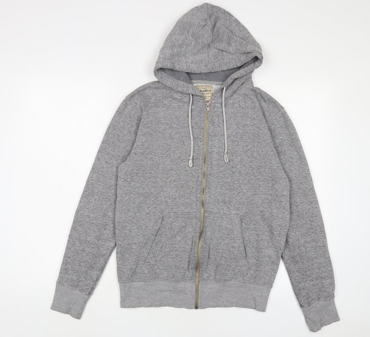 Pull&Bear Mens Grey Cotton Full Zip Hoodie Size S