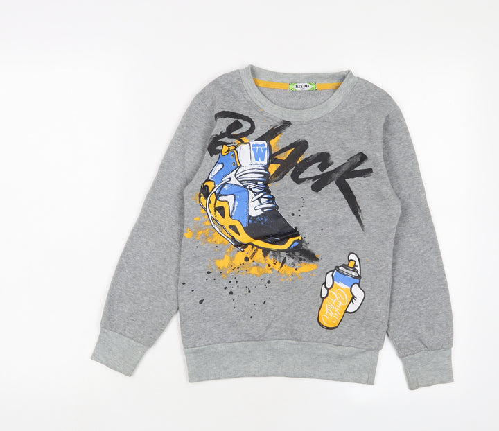 Keyiqi Boys Grey Cotton Pullover Sweatshirt Size 6 Years Pullover