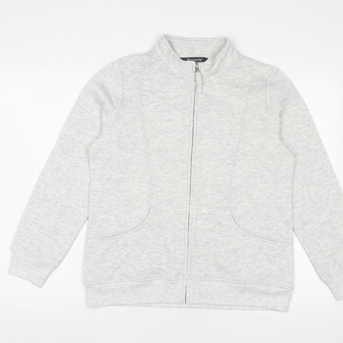 Bonmarché Womens Grey Cotton Full Zip Sweatshirt Size 12 Zip