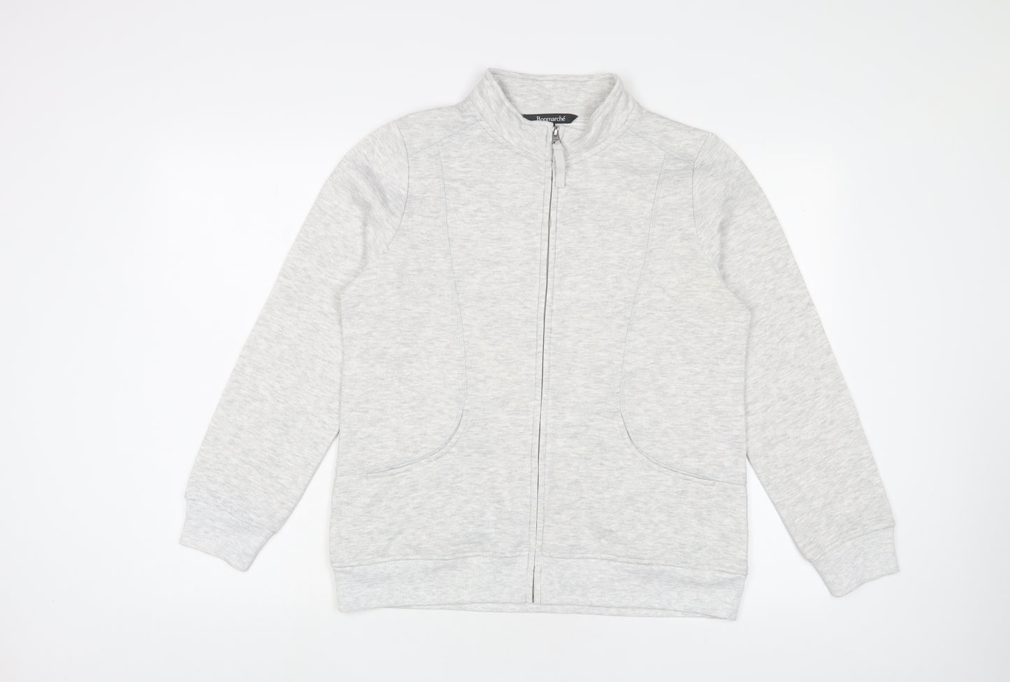 Bonmarché Womens Grey Cotton Full Zip Sweatshirt Size 12 Zip
