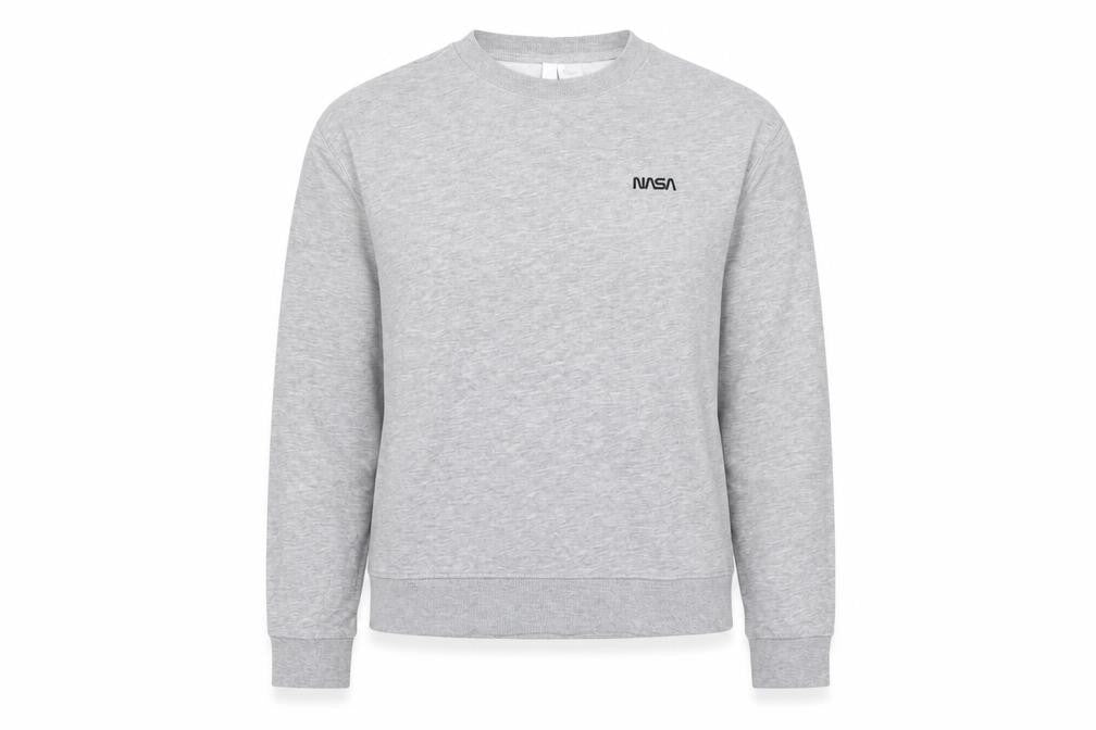 Front view of H&M women’s grey cotton pullover sweatshirt, size XS, pullover - nasa