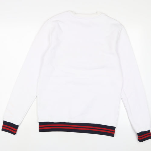 Couture Mens White Cotton Pullover Sweatshirt Size M - Logo, Embroidered