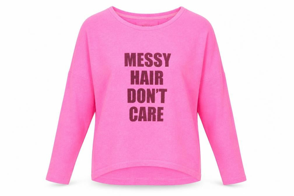 Front view of Boux Avenue women’s pink polyester pullover sweatshirt, size UK 8, pullover - 8/10