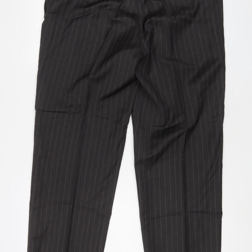 Daniel Hechter Mens Grey Striped Wool Trousers Size 36 in L31 in Regular Button