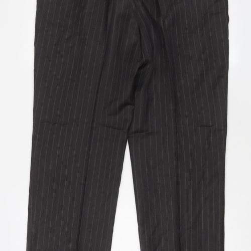 Daniel Hechter Womens Grey Striped Wool Trousers Size 36 L31 in Regular Button