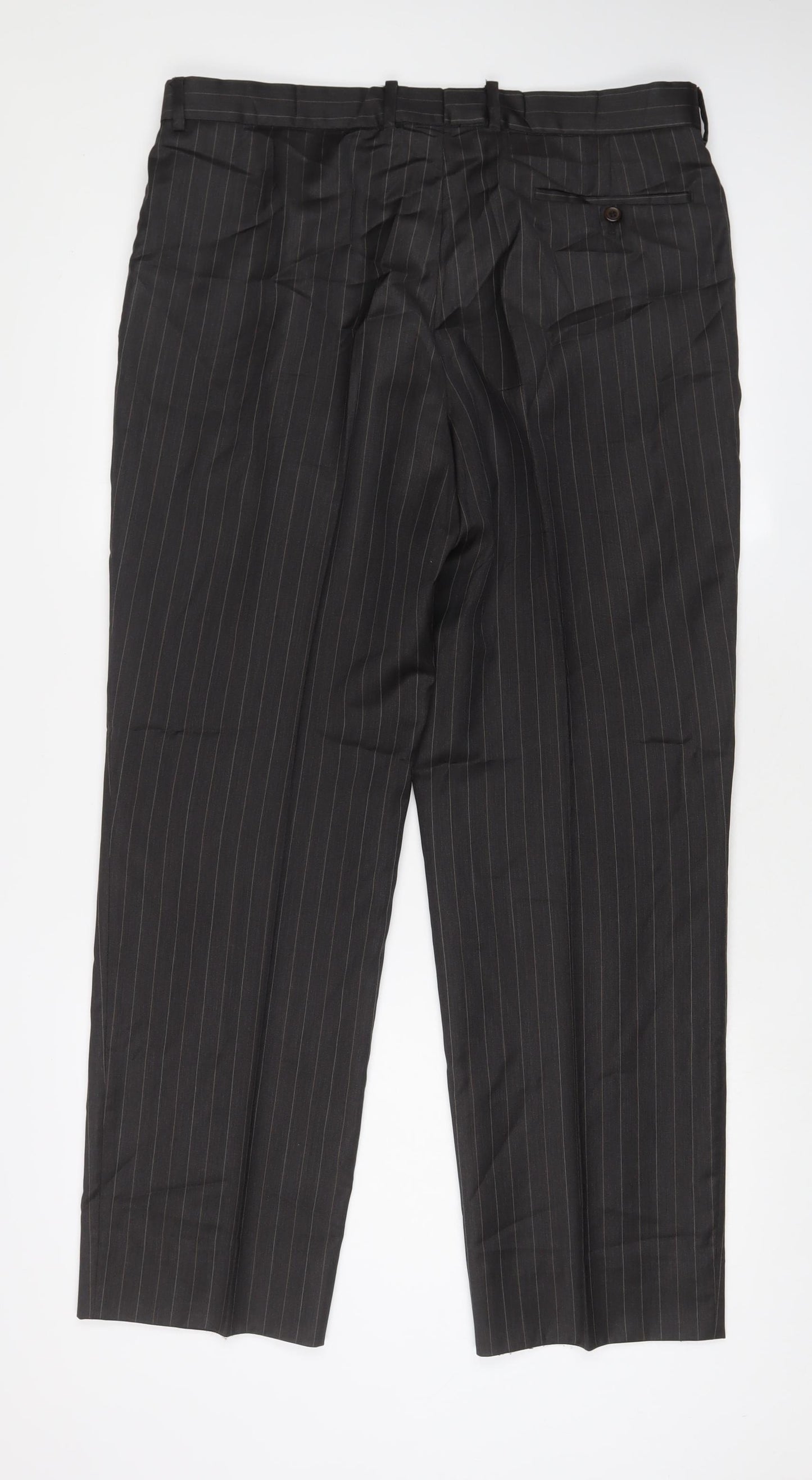 Daniel Hechter Womens Grey Striped Wool Trousers Size 36 L31 in Regular Button