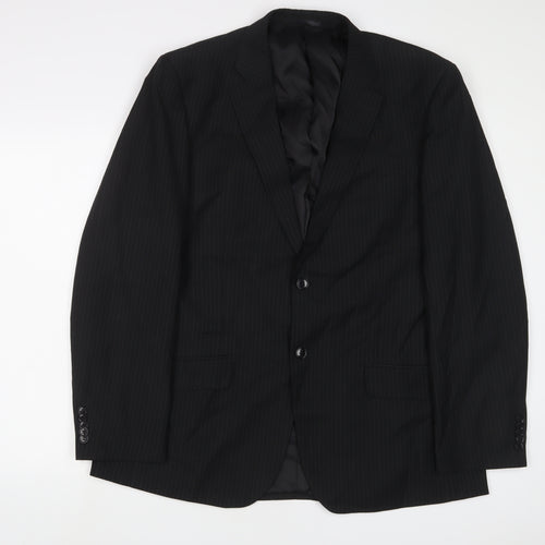 Linea Mens Black Striped Polyester Jacket Suit Jacket Size 44 Regular
