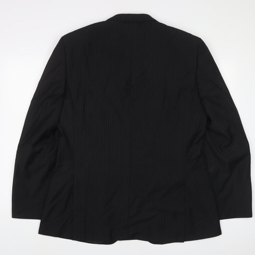Linea Mens Black Striped Polyester Jacket Suit Jacket Size 44 Regular