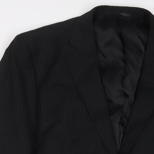 Linea Mens Black Striped Polyester Jacket Suit Jacket Size 44 Regular