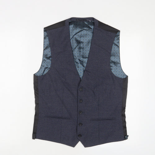 NEXT Mens Blue Polyester Jacket Suit Waistcoat Size 38 Regular