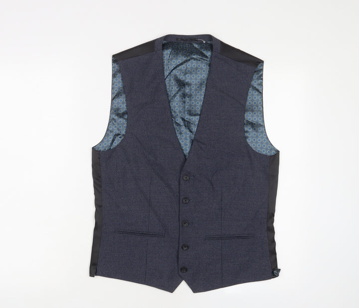 NEXT Mens Blue Polyester Jacket Suit Waistcoat Size 38 Regular