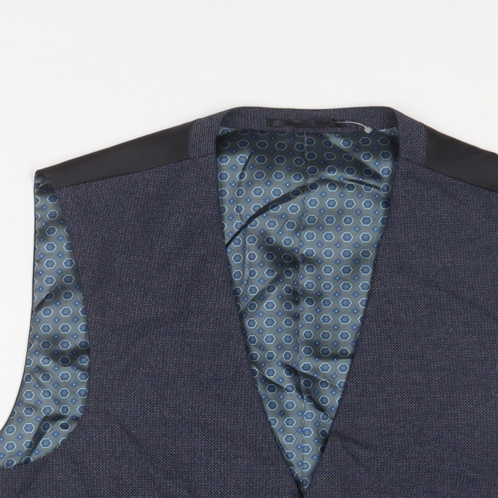 NEXT Mens Blue Polyester Jacket Suit Waistcoat Size 38 Regular