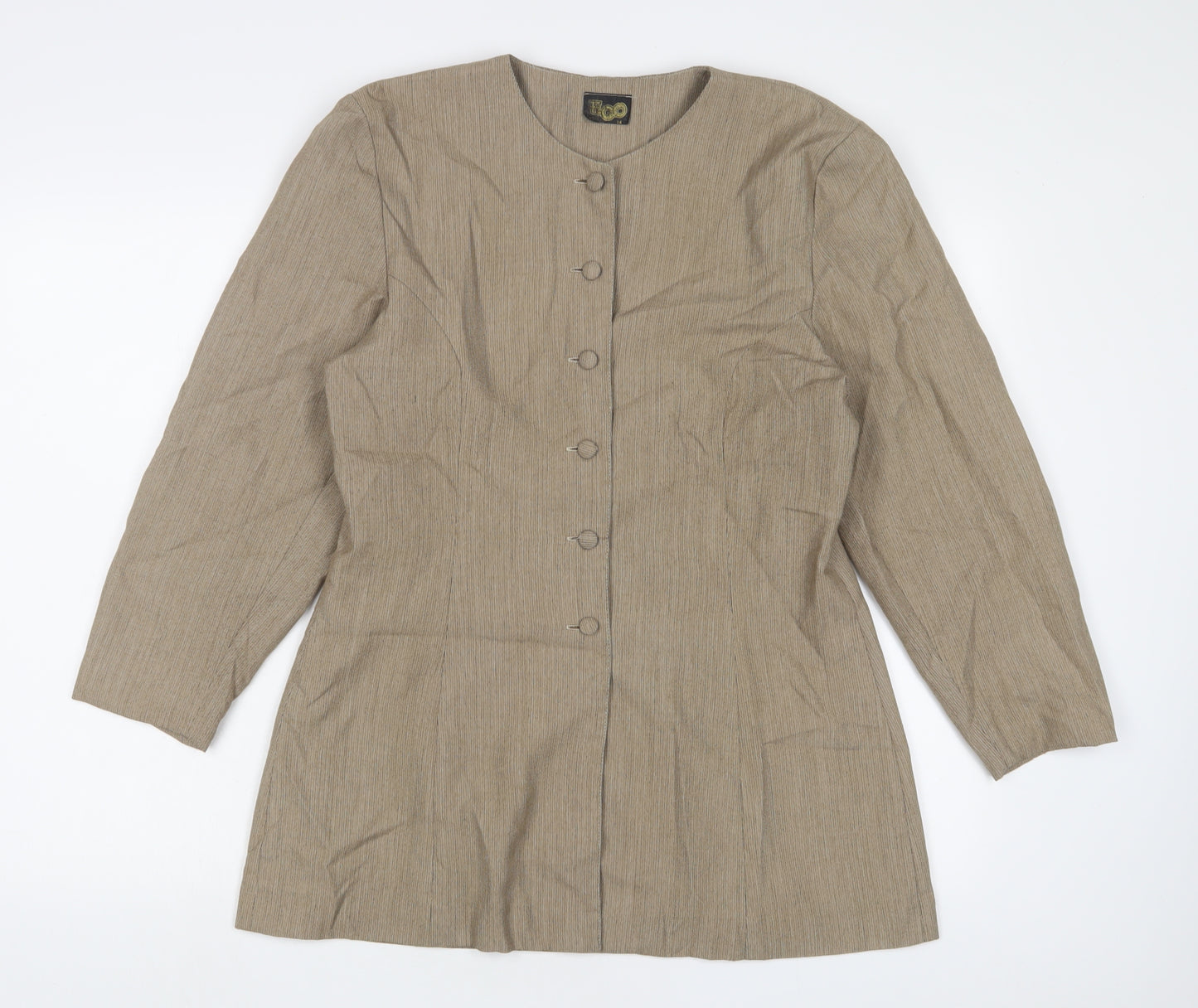Ego Womens Brown Jacket Blazer Size 14 Button