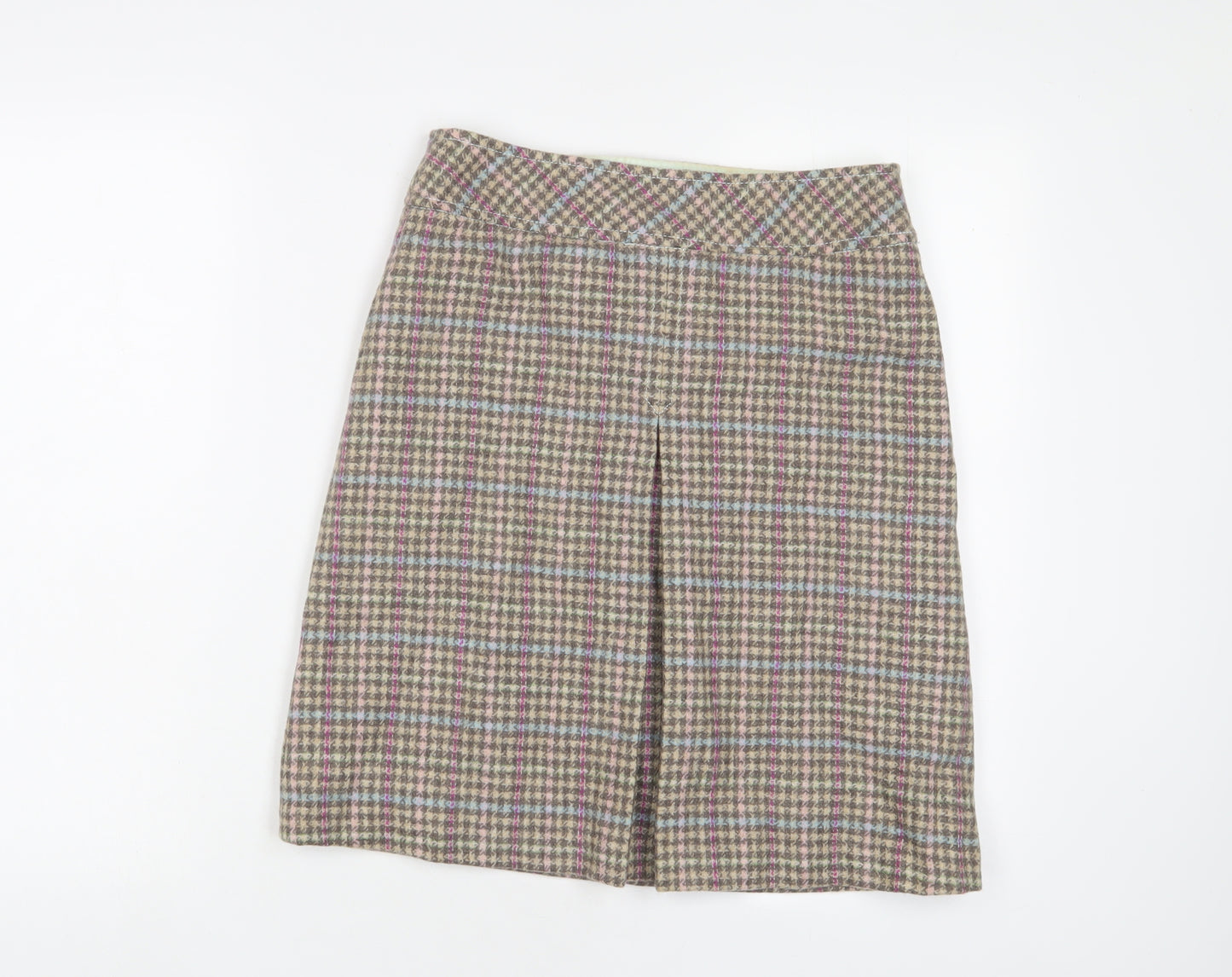 Joules Womens Multicoloured Plaid Wool A-Line Skirt Size 8 Zip