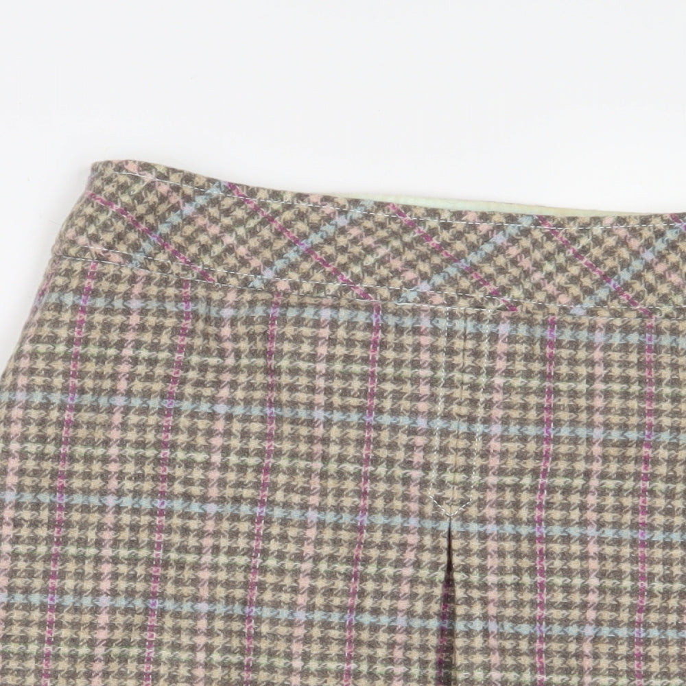 Joules Womens Multicoloured Plaid Wool A-Line Skirt Size 8 Zip