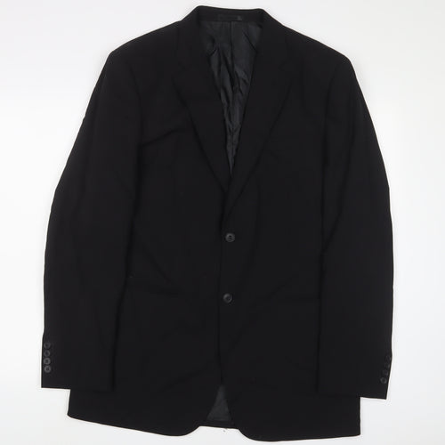 John Lewis Mens Black Wool Jacket Suit Jacket Size 40 Regular