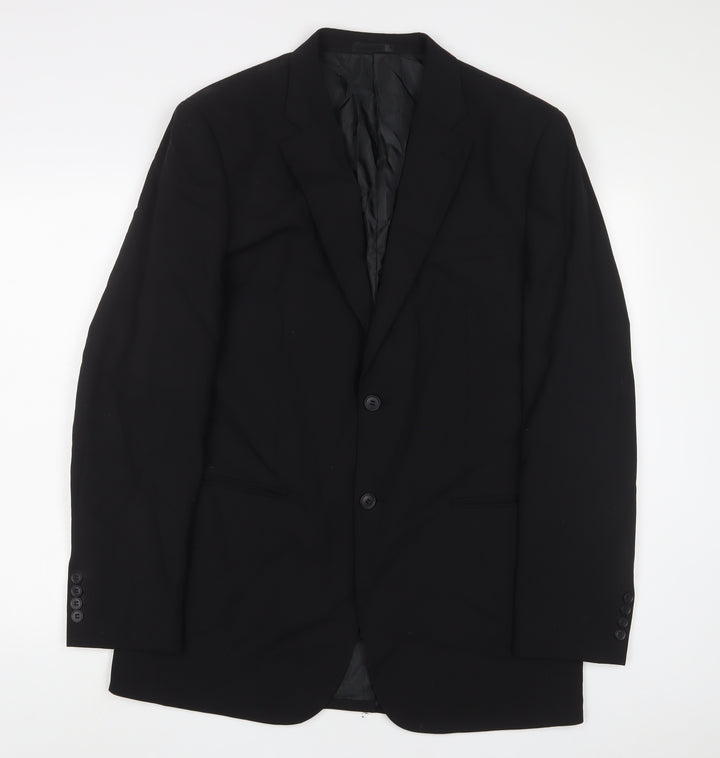 John Lewis Mens Black Wool Jacket Suit Jacket Size 40 Regular