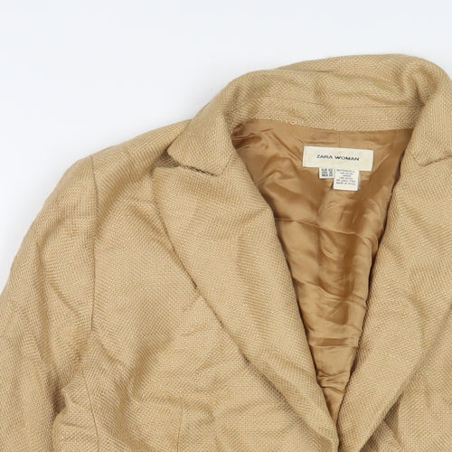 Zara Womens Brown Jacket Blazer Size 14 Button