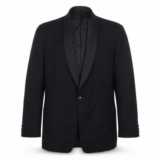 Front view of Maenson men’s black polyester jacket suit jacket, size 44, regular