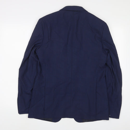 Zara Mens Blue Wool Jacket Suit Jacket Size 38 Regular