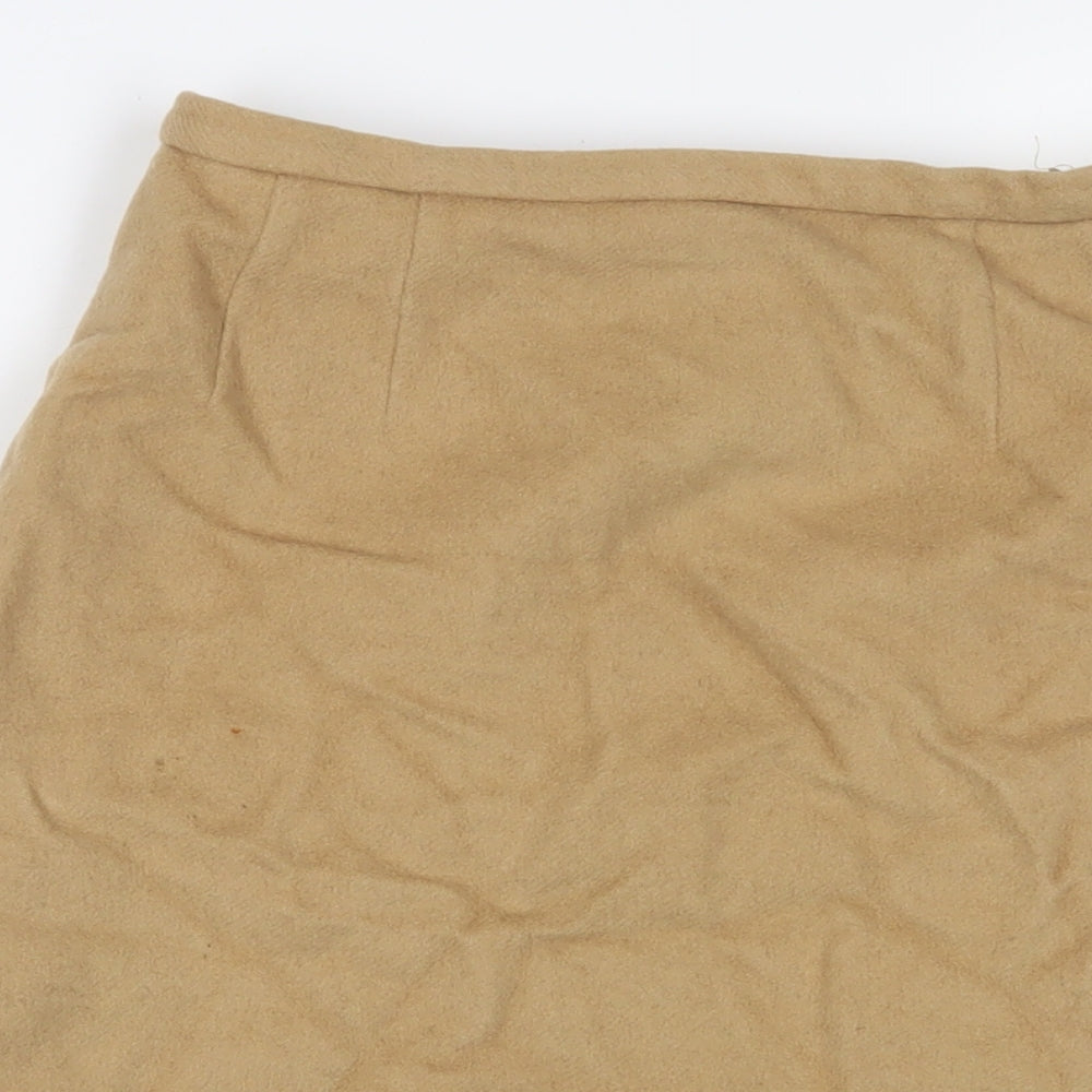 Jaeger Womens Brown Wool A-Line Skirt Size 12 Zip