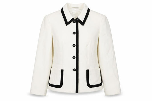 Front view of Gerry Weber women’s white jacket, size UK 10, button