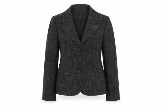 Front view of Planet women’s grey jacket blazer, size UK 12, button