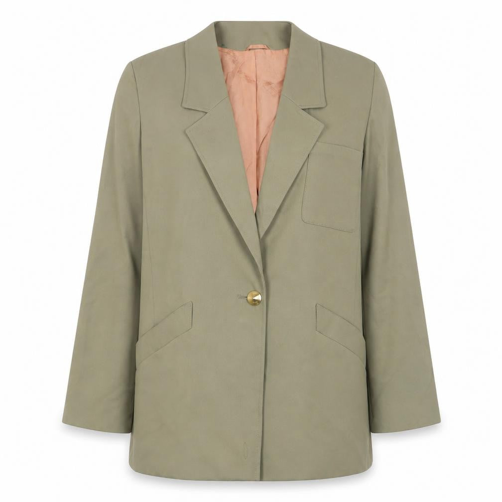 Front view of Country Casuals women’s green jacket blazer, size UK 8, button