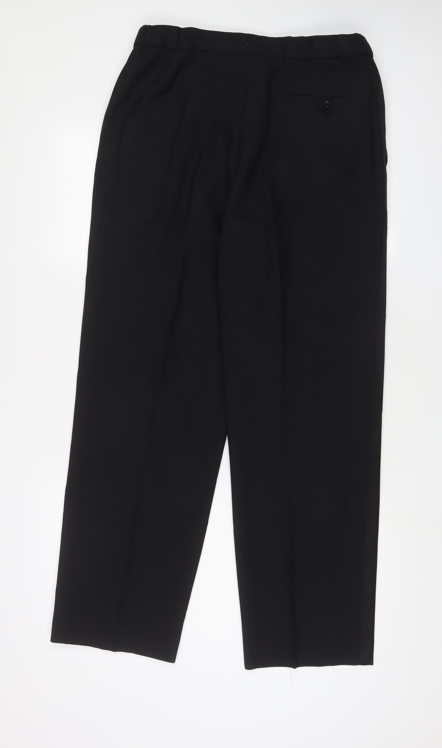 Marks and Spencer Mens Black Wool Trousers Size 34 in L31 in Regular Hook & Eye