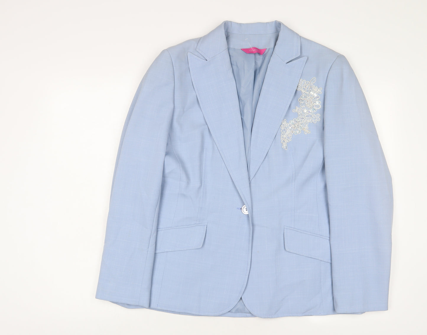For Women Womens Blue Jacket Blazer Size 16 Button - Embroidered, Sequins