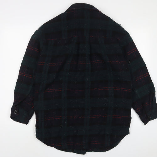 Bershka Womens Green Plaid Jacket Size XS Button