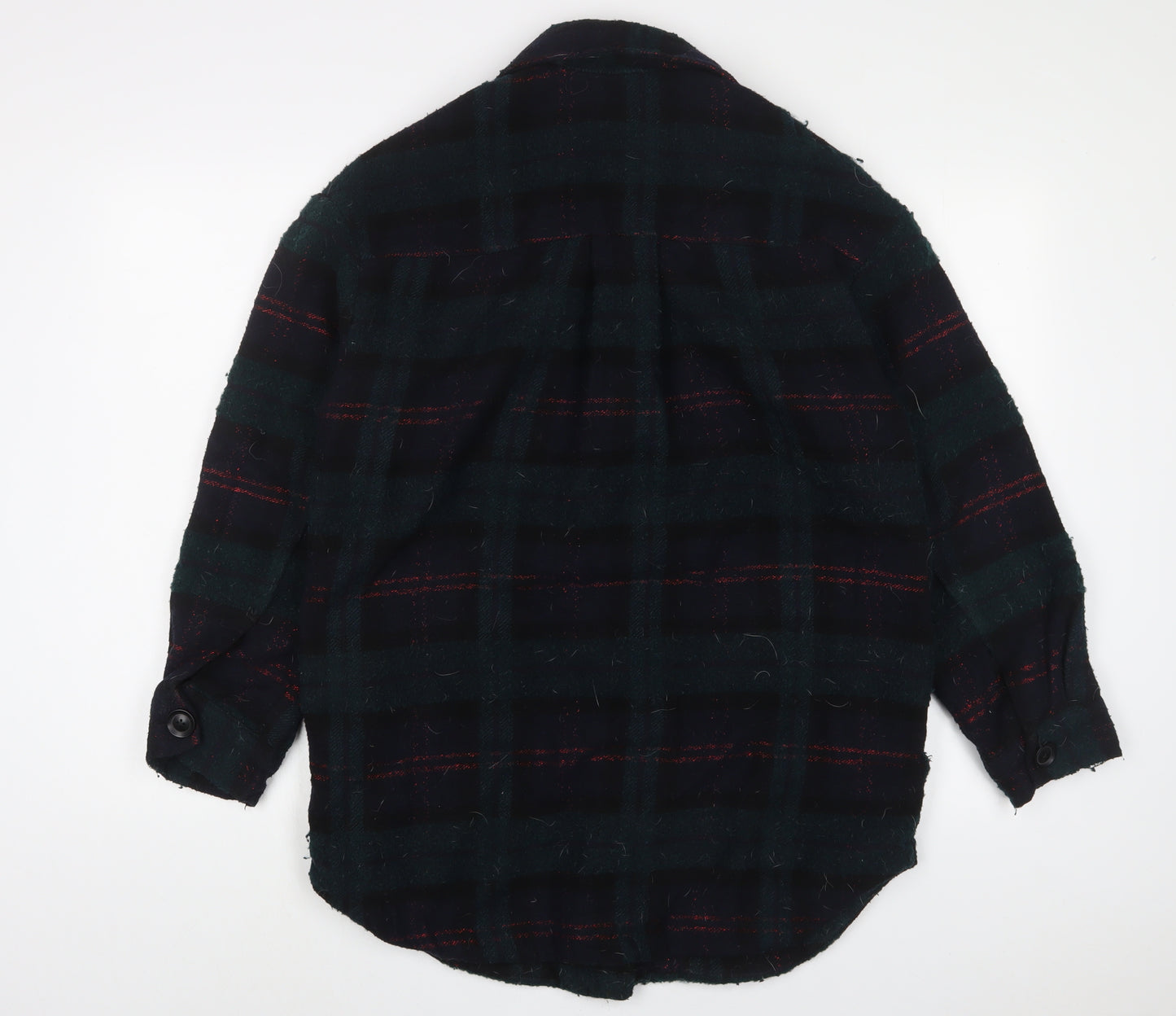Bershka Womens Green Plaid Jacket Size XS Button