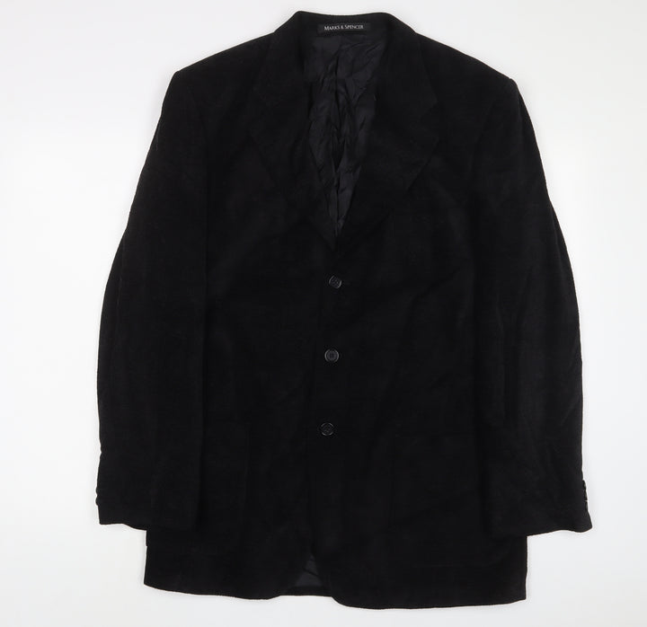 Marks and Spencer Mens Black Viscose Jacket Suit Jacket Size 40 Regular