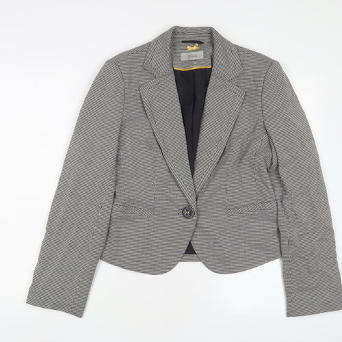 Marks and Spencer Womens White Herringbone Jacket Blazer Size 12 Button