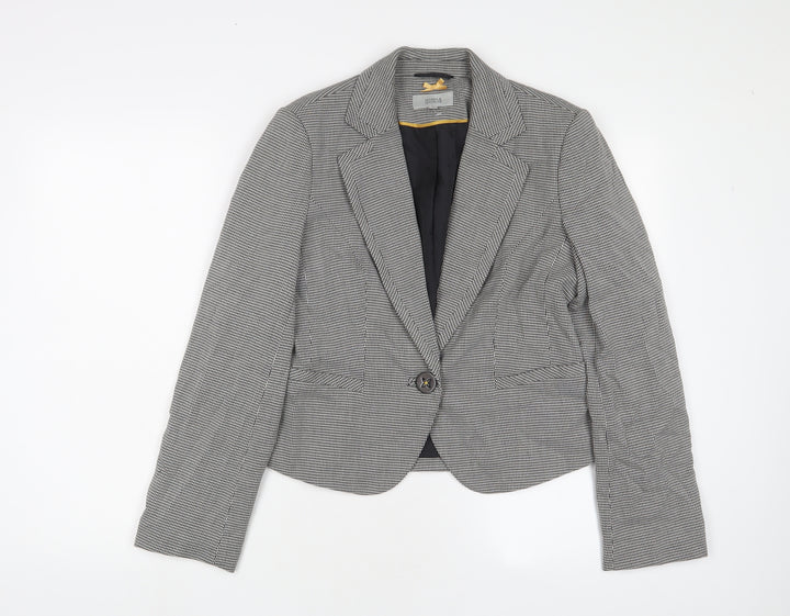 Marks and Spencer Womens White Herringbone Jacket Blazer Size 12 Button