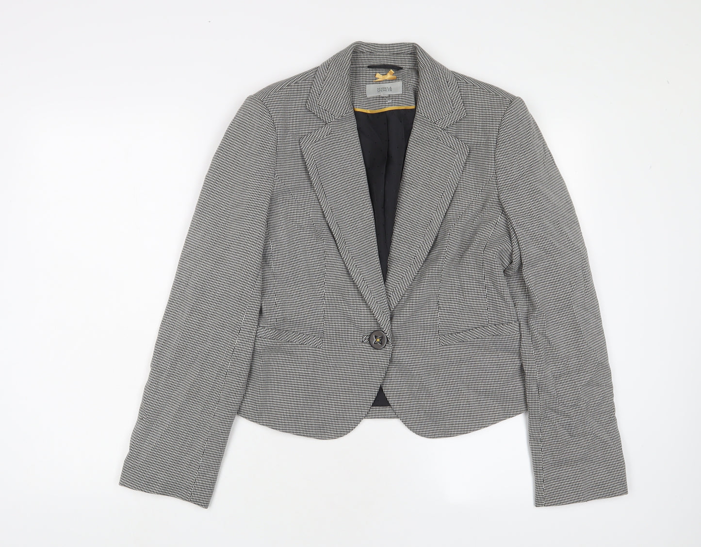 Marks and Spencer Womens White Herringbone Jacket Blazer Size 12 Button