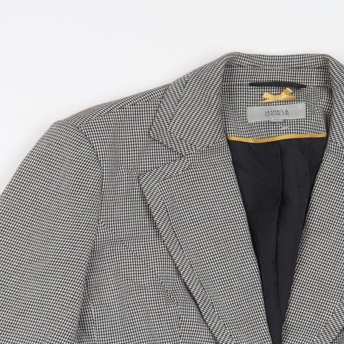 Marks and Spencer Womens White Herringbone Jacket Blazer Size 12 Button