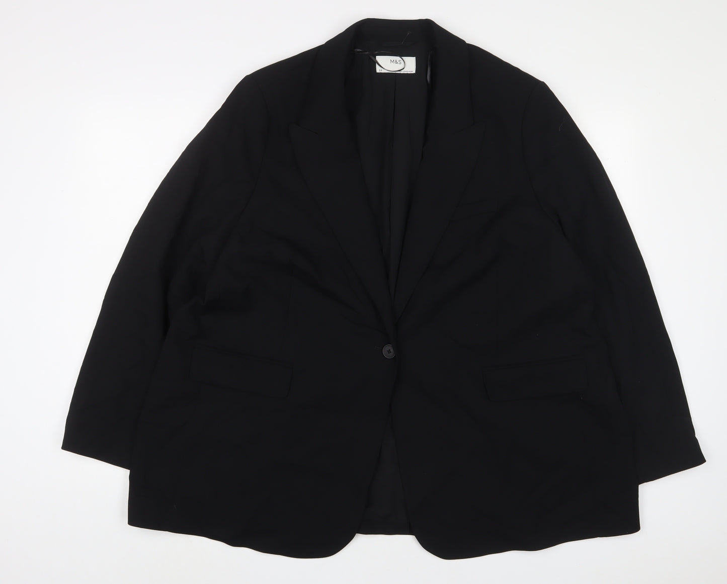 Marks and Spencer Womens Black Jacket Blazer Size 24 Button