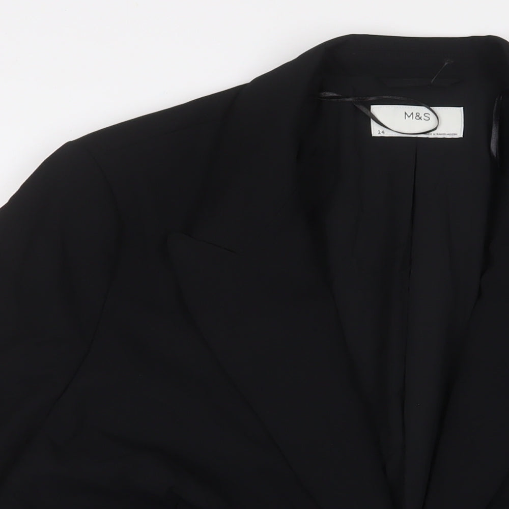 Marks and Spencer Womens Black Jacket Blazer Size 24 Button