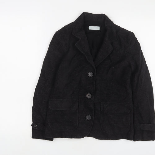 NICOLE FARHI Womens Black Jacket Blazer Size 8 Button